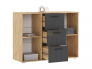 Комод 3 ящика 2 двери (1200) Сильвия Браш Графит, Дуб Крафт
