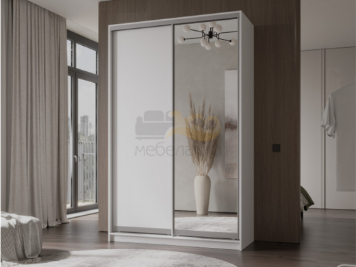 Шкаф-купе Аврора 1500х2400х650 белый фасад ЛДП/Зеркало