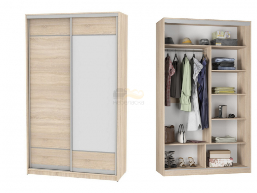 Шкаф-купе Белла B-220х135х60-2 (D7D8)