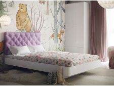 Кровать Милана с каретной стяжкой фиолетовая