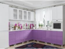 Кухня угловая Волна Белый-Фиолетовый металлик